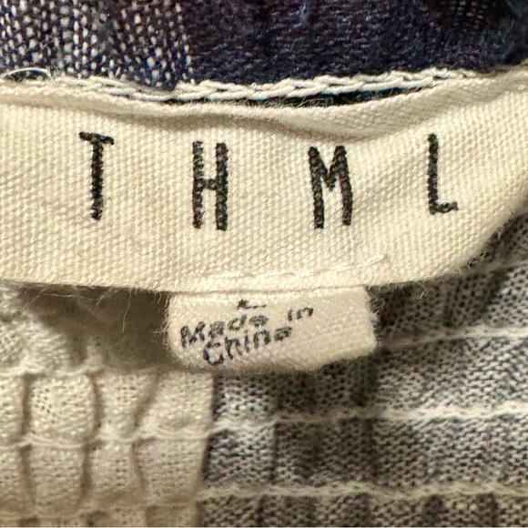 THML Cotton Smocked Bodice Fringe Trim Embroidered Gingham Plaid Sleeveless Top - Picture 9 of 11